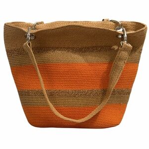 PRITZI/Orange & Tan/ Bohemian-Summer Woven Handbag